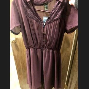 Purple button up dress, new.